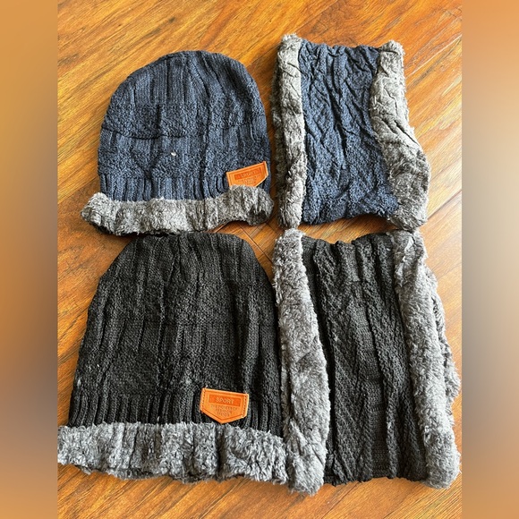 Kids Winter Hat and Scarf Set, 2Pcs Warm Knit Beanie Cap and Scarf 2 Set - Picture 1 of 8